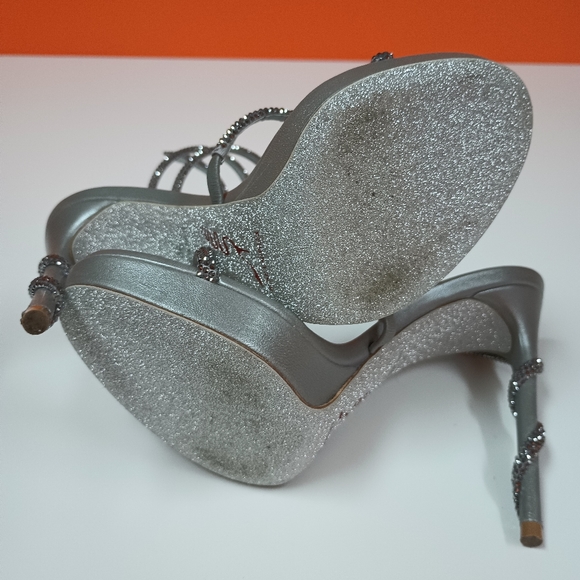 René Caovilla Mini Platform Strass Snake-Wrap Margot Sandals - Picture 5 of 14